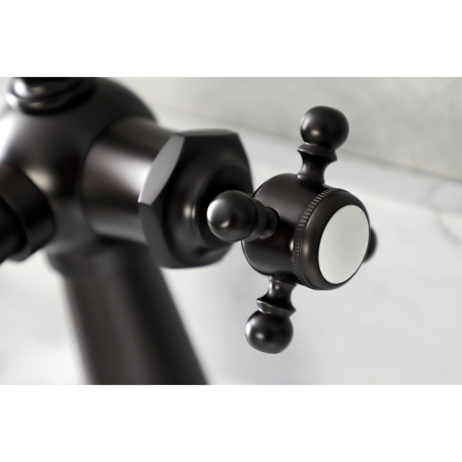 Kingston Heirloom KSD154BXORB - Nautical One-Handle 1-Hole Bathroom Faucet with Deck Plate and Push Pop-Up Drain, Oil Rubbed Bronze — thumbnail 2